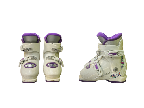 Vist Large View of Product Image Which is Used Nordica GR T2 Girls DH Ski Boot White And Pink 175 MP - Y11