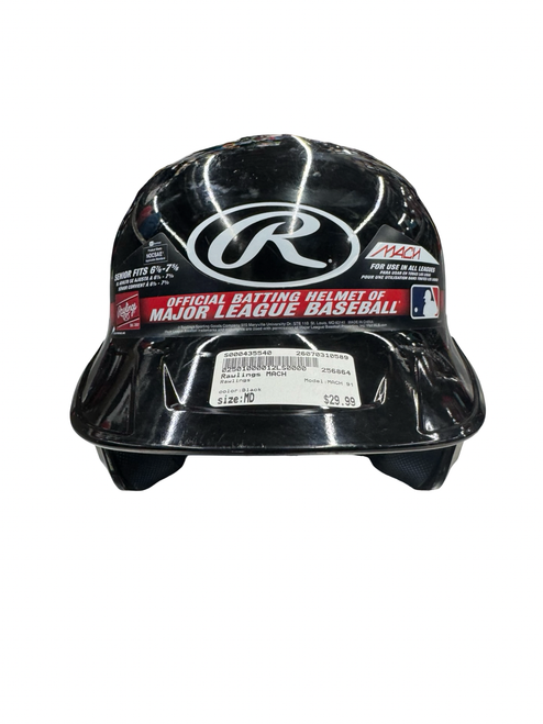 Vist Large View of Product Image Which is Used Rawlings MACH 91 Batting Helmet No Mask Black MD