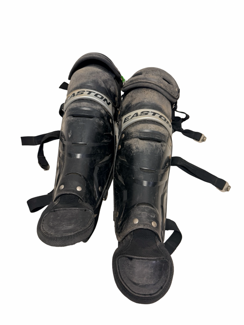 Vist Large View of Product Image Which is Used Easton GAME TIME Junior Baseball Catchers Leg Guards Black Age 9-12