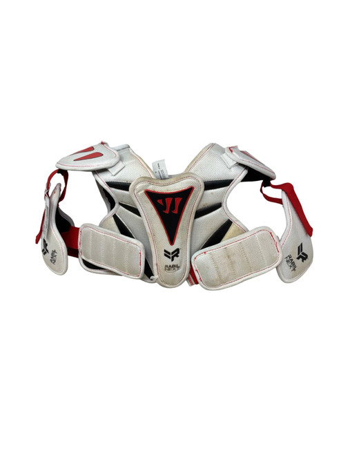 Vist Large View of Product Image Which is Used Warrior RABIL NEXT Lacrosse Shoulder Pads White MD