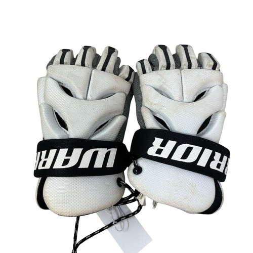 Vist Large View of Product Image Which is Used Warrior RABIL NEXT Lacrosse Gloves Junior White 12"
