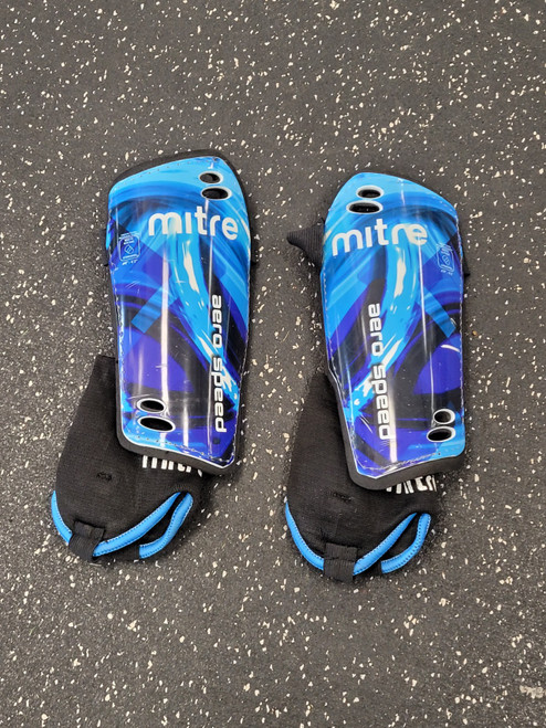 Vist Large View of Product Image Which is Used Mitre Soccer Shin Guards Adult Royal Blue Senior