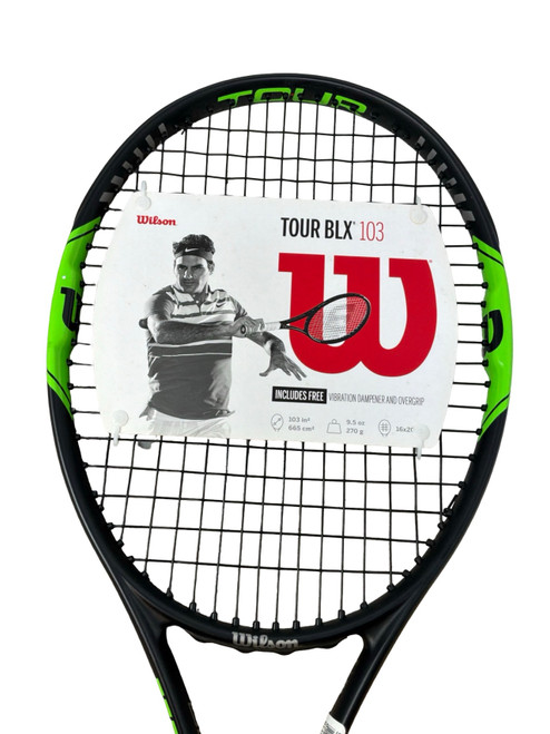 Vist Large View of Product Image Which is Used Wilson TOUR BLX 103 Adult Tennis Racquet Black 4 3/8"