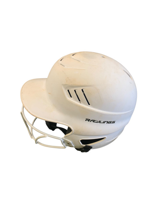 Vist Large View of Product Image Which is Used Rawlings HELMET WITH MASK Batting Helmet w/Mask White SM