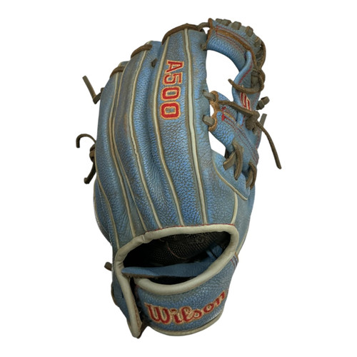 Vist Large View of Product Image Which is Used Wilson A500 BB/SB Glove RH Throw Royal Blue 11"