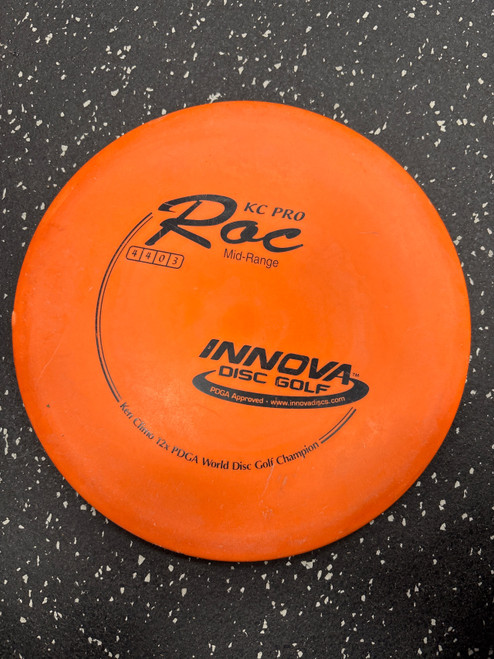 Vist Large View of Product Image Which is Used Innova KC PRO ROC Disc Golf Mid Range Orange