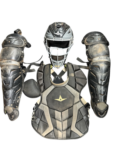 Vist Large View of Product Image Which is Used All-Star 12-15 SET Catchers Helmet w/Mask Black One Size