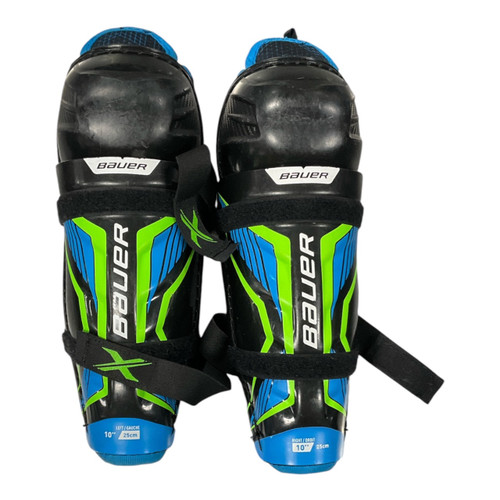 Vist Large View of Product Image Which is Used Bauer X Youth Shin Guards Black 10"