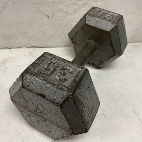 Vist Large View of Product Image Which is Used Hex Dumbbell (Each) Grey 35 lb