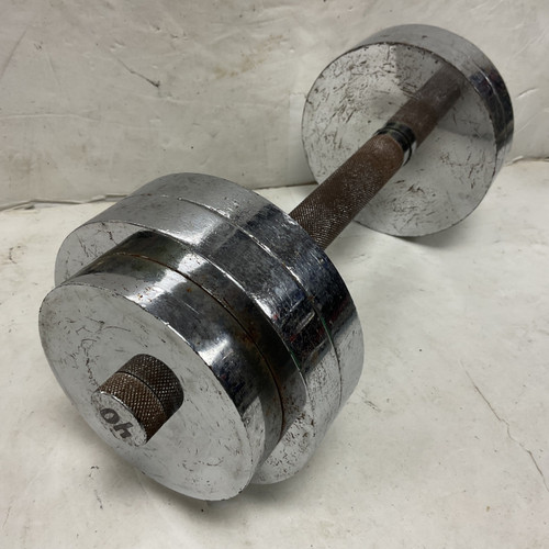 Vist Large View of Product Image Which is Used Hex Dumbbell (Each) Silver 40 lb