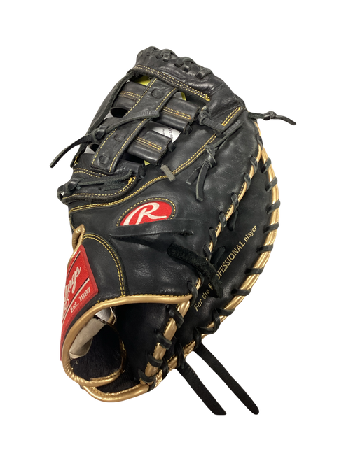Vist Large View of Product Image Which is Used Rawlings R9 BB/SB First Base RH Throw Black 12 1/2"