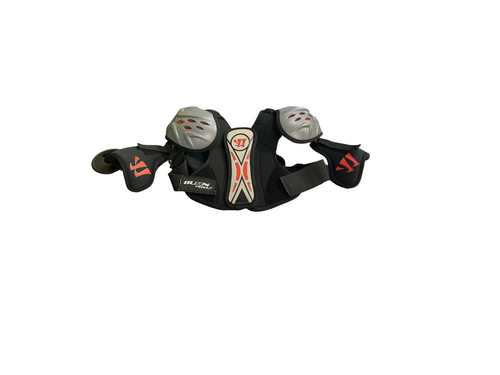 Vist Large View of Product Image Which is Used Warrior BURN PEANUT Lacrosse Shoulder Pads Black XS