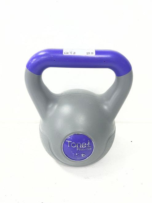Vist Large View of Product Image Which is Used Tone Fitness PLASTIC Kettle Dumbbell (Each) Grey 15 lb