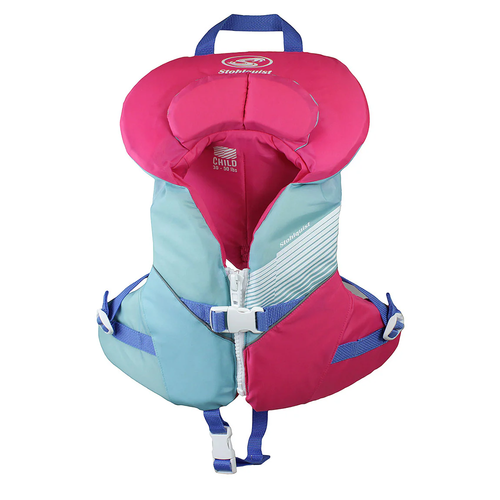 Vist Large View of Product Image Which is New Stohlquist Infant Life Jacket- Aqua Pink