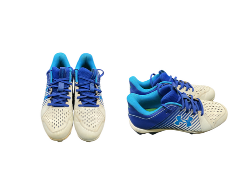 Vist Large View of Product Image Which is Used Under Armour LEAD OFF BB/SB Cleats Royal Blue And White Senior 9