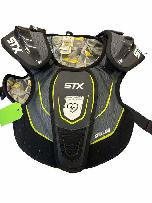 Vist Large View of Product Image Which is Used STX STALLION 200 SHOULDER PADS Lacrosse Shoulder Pads Black LG