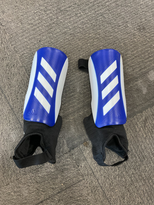 Vist Large View of Product Image Which is Used Adidas Soccer Shin Guards Junior Navy And White MD