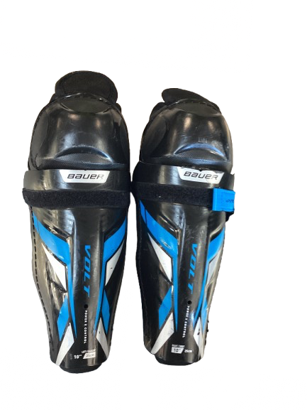 Vist Large View of Product Image Which is Used Bauer VOLT Junior Shin Guards Black 10"