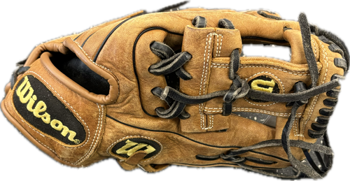 Vist Large View of Product Image Which is Used Wilson A950A09RB20D115 BB/SB Glove RH Throw Brown 11 1/2"
