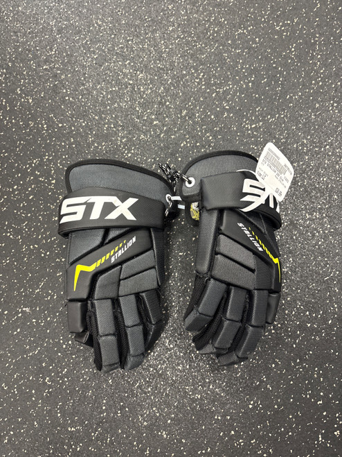 Vist Large View of Product Image Which is Used STX STALLION 200 Lacrosse Gloves Mens Black LG