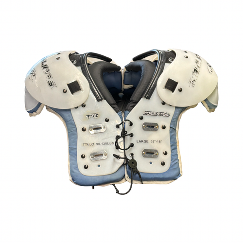 Vist Large View of Product Image Which is Used Rawlings MOMENTUM FB Shoulder Pads White LG