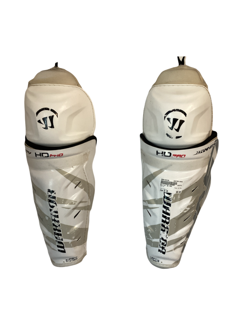 Vist Large View of Product Image Which is Used Warrior HD PRO Senior Shin Guards White 15"