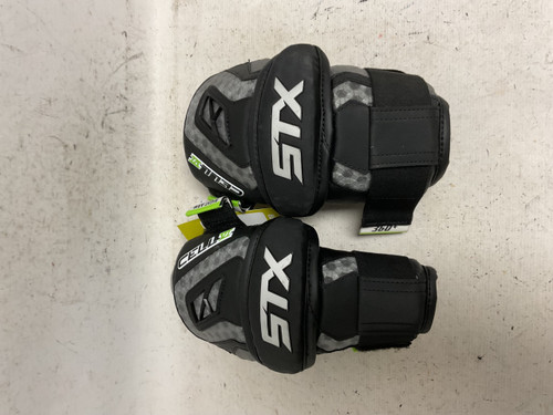 Vist Large View of Product Image Which is Used STX CELL VI 360+ Lacrosse Arm Pads/Guards Black And Grey SM