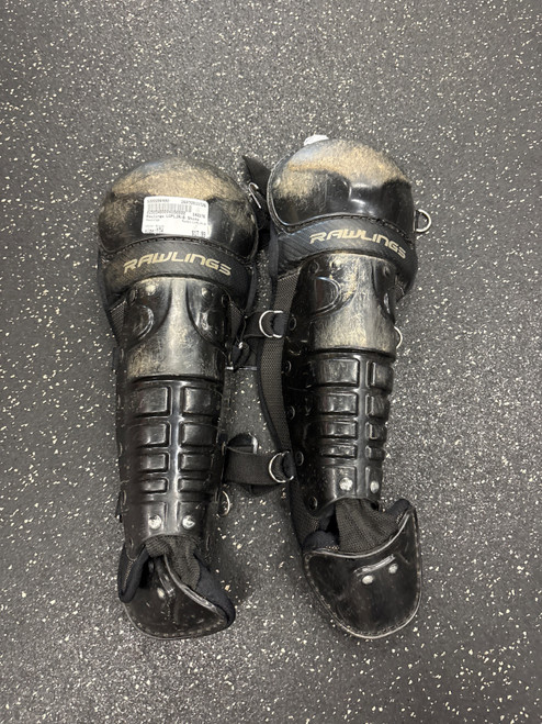 Vist Large View of Product Image Which is Used Rawlings LGPLJR-B Catchers Leg Guards Black Youth