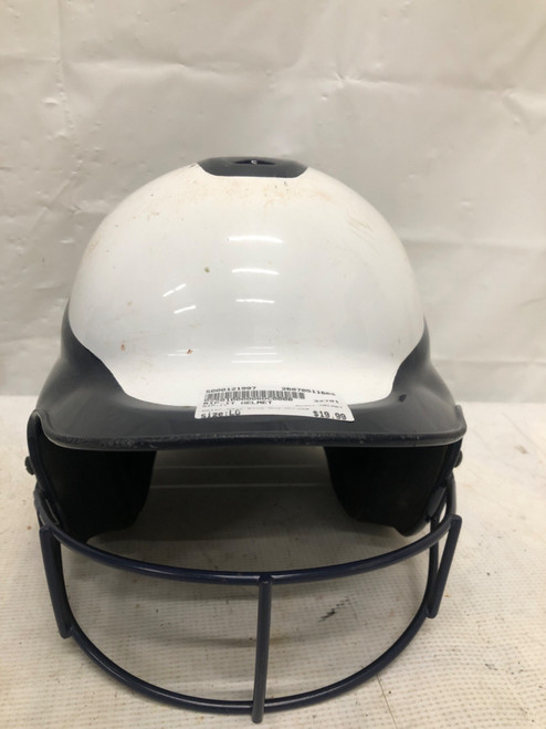 Vist Large View of Product Image Which is Used RIP-IT HELMET Batting Helmet w/Mask Navy Blue And Chrome LG