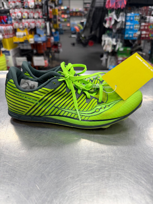Vist Large View of Product Image Which is Used Saucony VENDETTA Track & Field Cleats Adult Neon Green Senior 6.5