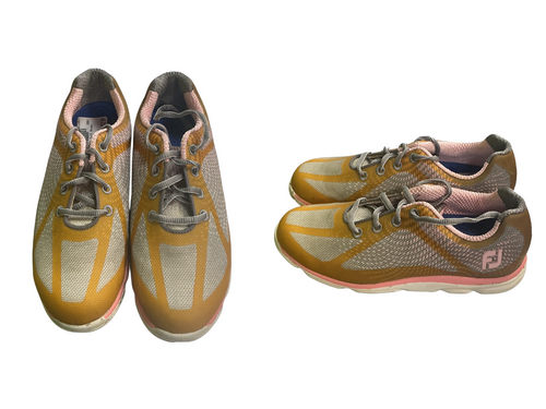 Vist Large View of Product Image Which is Used Foot Joy Jr Golf Shoes Gold Junior 05.5