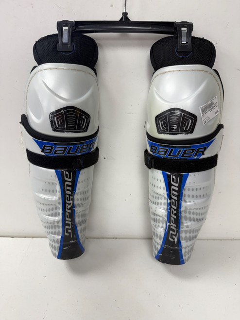 Vist Large View of Product Image Which is Used Bauer SUPREME ONE35 Junior Shin Guards White 13"