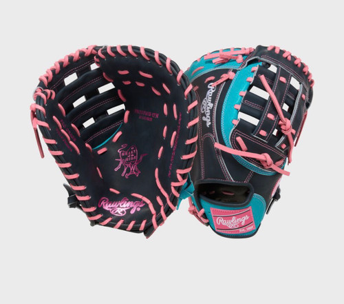 Vist Large View of Product Image Which is New HOH 12.5IN LHT 1ST BASEMITT BASEBALL NAVY/PINK/TEAL
