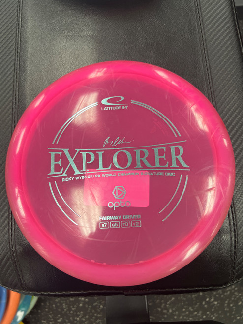 Vist Large View of Product Image Which is Used Latitude 64 OPTO EXPLORER WYSOCKI Disc Golf Driver Pink