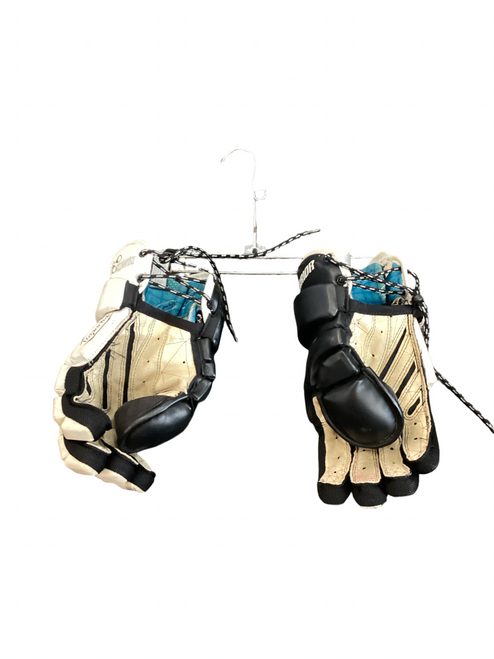 Vist Large View of Product Image Which is Used Warrior LOCKDOWN Lacrosse Gloves Mens White 10"