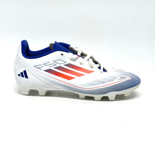 Vist Large View of Product Image Which is Used Adidas F50 CLUB FIRM Soccer Cleats White And Royal Blue Junior 04