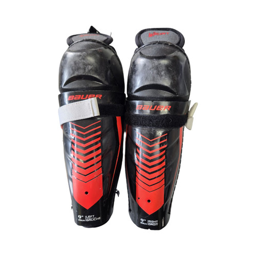 Vist Large View of Product Image Which is Used Bauer LIL SPORT SHINS 9IN Youth Shin Guards Black 9"