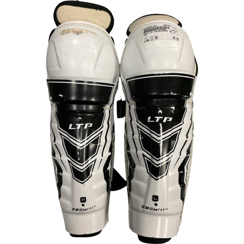 Vist Large View of Product Image Which is Used CCM LTP Junior Shin Guards White 11"