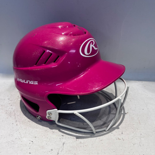 Vist Large View of Product Image Which is Used Rawlings SOFTBALL HELMET Batting Helmet w/Mask Pink One Size