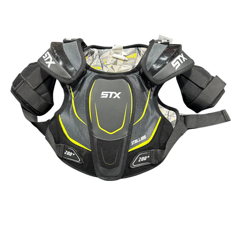 Vist Large View of Product Image Which is Used STX STALLION 200 RIB PAD Lacrosse Rib Pads Black LG