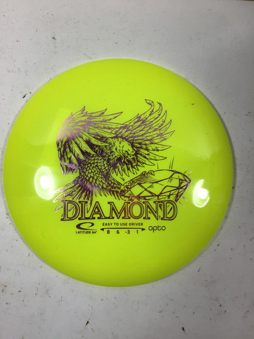 Vist Large View of Product Image Which is Used Latitude 64 OPTO DIAMOND Disc Golf Driver Yellow 158g