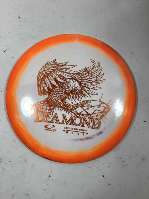 Vist Large View of Product Image Which is Used Latitude 64 GOLD ORBIT DIAMOND Disc Golf Driver Orange 158g