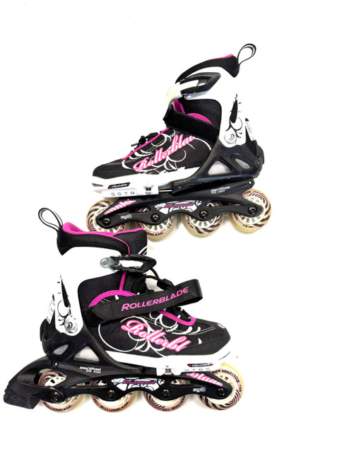 Vist Large View of Product Image Which is Used Rollerblade SG3 5-8 Senior Rec Fitness Skates White Adjustable