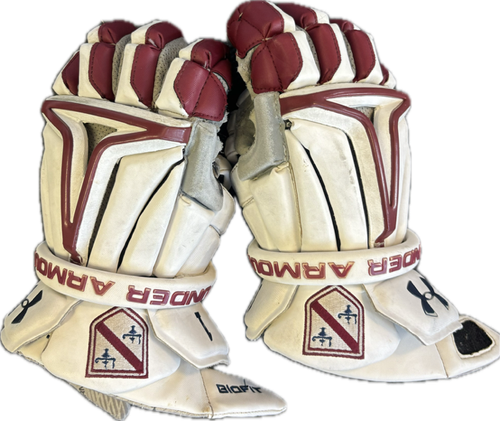 Vist Large View of Product Image Which is Used Under Armour BIOFIT Lacrosse Gloves Mens White 13"