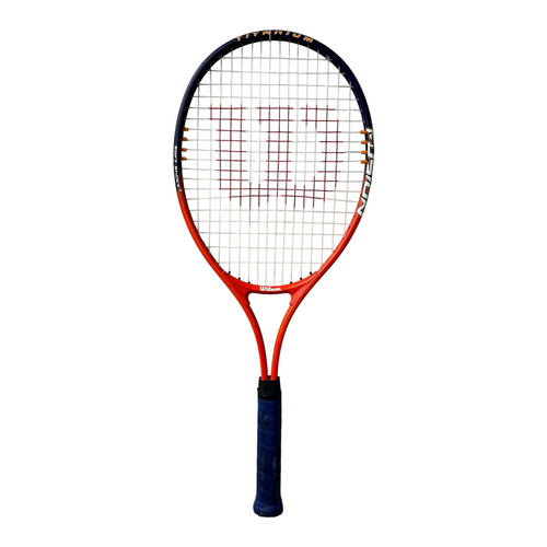 Vist Large View of Product Image Which is Used Wilson FUSION Adult Tennis Racquet Orange 4 1/2"