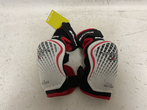 Vist Large View of Product Image Which is Used Bauer VAPOR X20 Junior Elbow Pads White/Black/Red LG