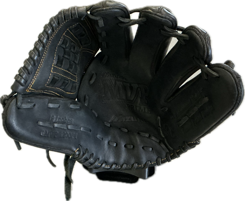 Vist Large View of Product Image Which is Used Mizuno MVP BB/SB Glove RH Throw Black 12"