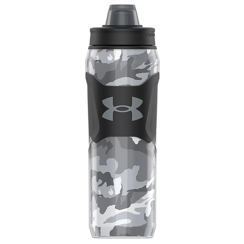 Vist Large View of Product Image Which is New Under Armour Playmaker Squeeze Insulated Waterbottle- Black Steel Camo