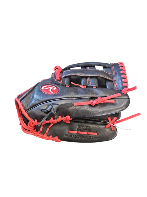 Vist Large View of Product Image Which is Used Rawlings R9 BB/SB Glove RH Throw Black 12 1/2"