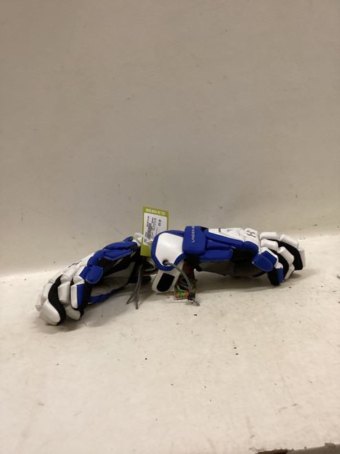 Vist Large View of Product Image Which is Used Under Armour LAX GLOVES Lacrosse Gloves Mens White/Black/Royal LG